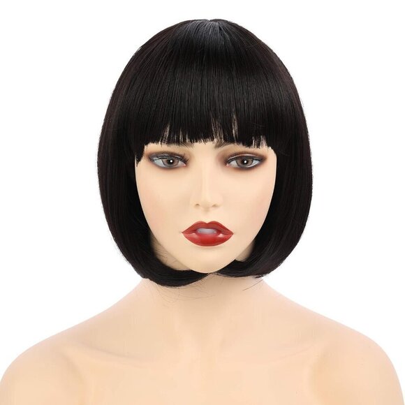 ? Women Brown Short Straight Hair Flapper Cosplay Quality Costume Bob Wig main image 4